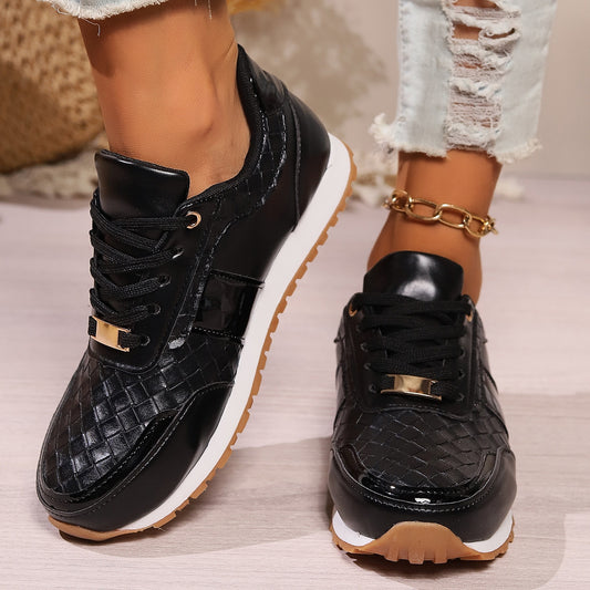 Lace-Up PU Leather Sneakers