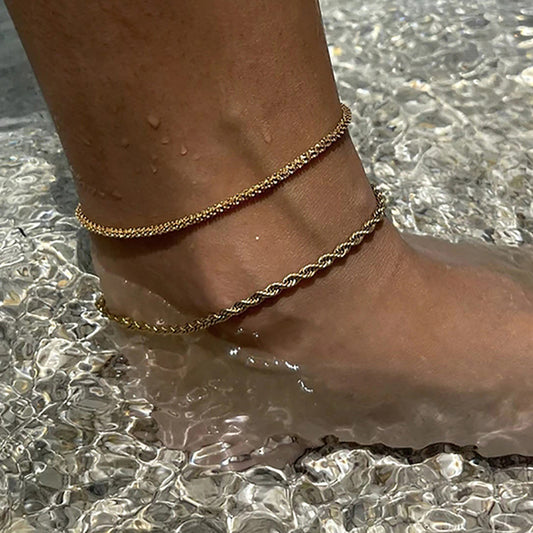 Stainless Steel Twist Chain Ankle Bracelet
