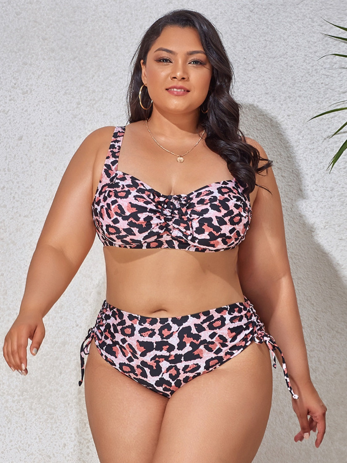 Plus Size Printed Wide Strap Two-Piece Swim Set